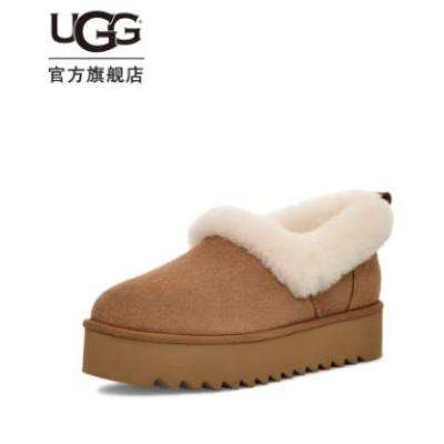 UGG 新款女士茸茸毛鞋领厚底便鞋雪地靴 1166733CHE 栗色 739.31元（需领券）