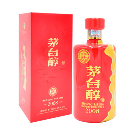 MOUTAI 茅台 醇 2008 53%vol 柔和酱香型白酒 500ml 单瓶装 43.9元（需买2件，需用券