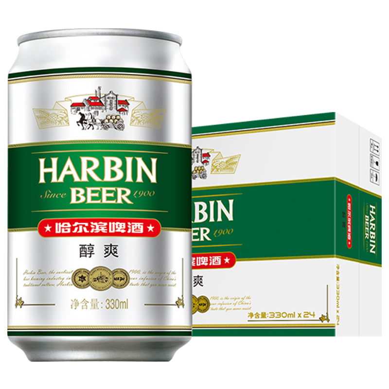 88VIP：哈尔滨啤酒 哈尔滨哈啤醇爽9度330ml*24听冰爽新鲜啤酒 23.55元（需用券