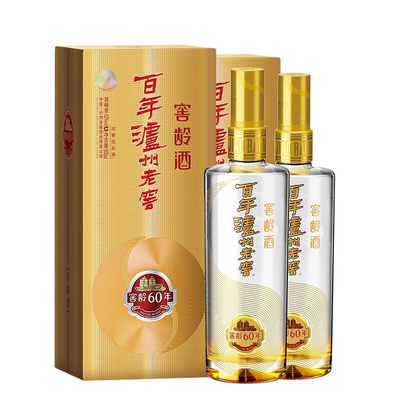 泸州老窖 百年窖龄酒 52度 浓香型 500mL*2瓶 窖龄60年 431.05元（需用券）