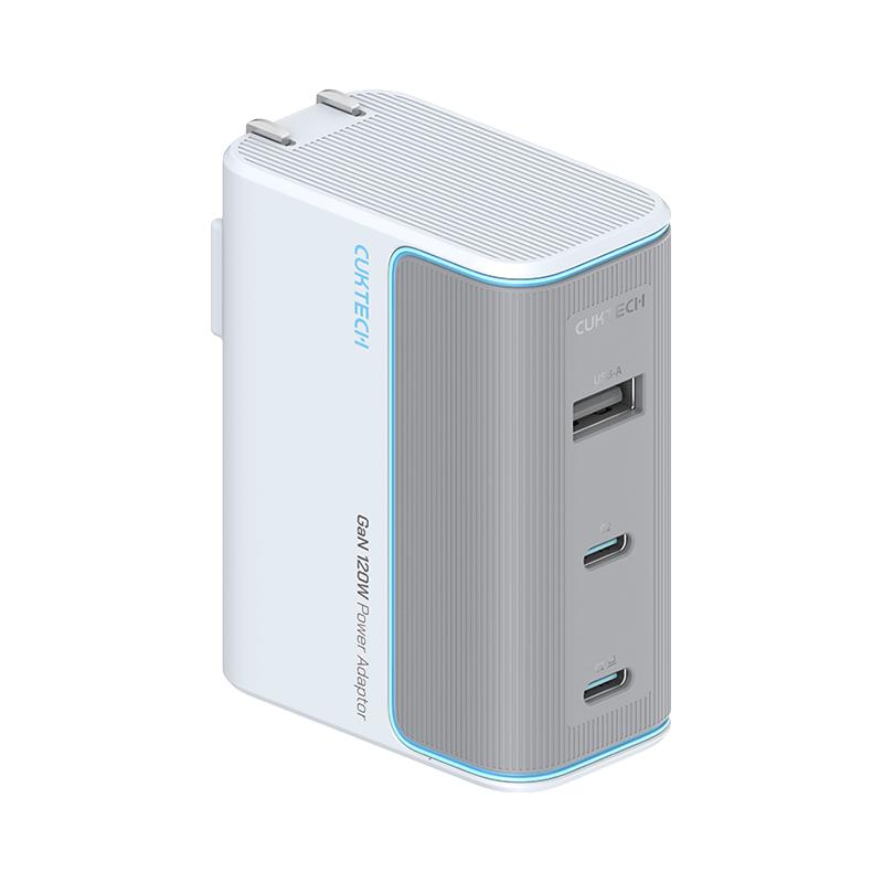 酷态科 超级闪充 氮化镓三口充电器 三口 线充套装 银滩白 120W 84元 - 线报酷