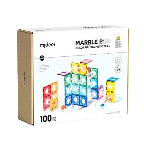 弥鹿 儿童玩具钻面磁铁彩窗磁力片100片（含小车*2）+收纳袋新年礼物 165.61