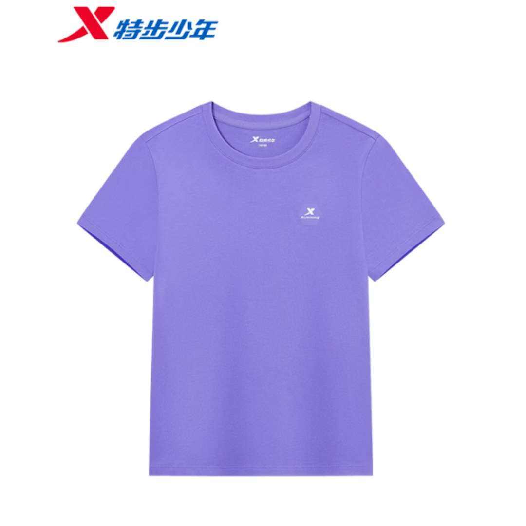 特步 童装儿童夏季短袖针织衫 靛蓝紫 纯棉吸汗速干运动T恤*2件 24.9元/件包