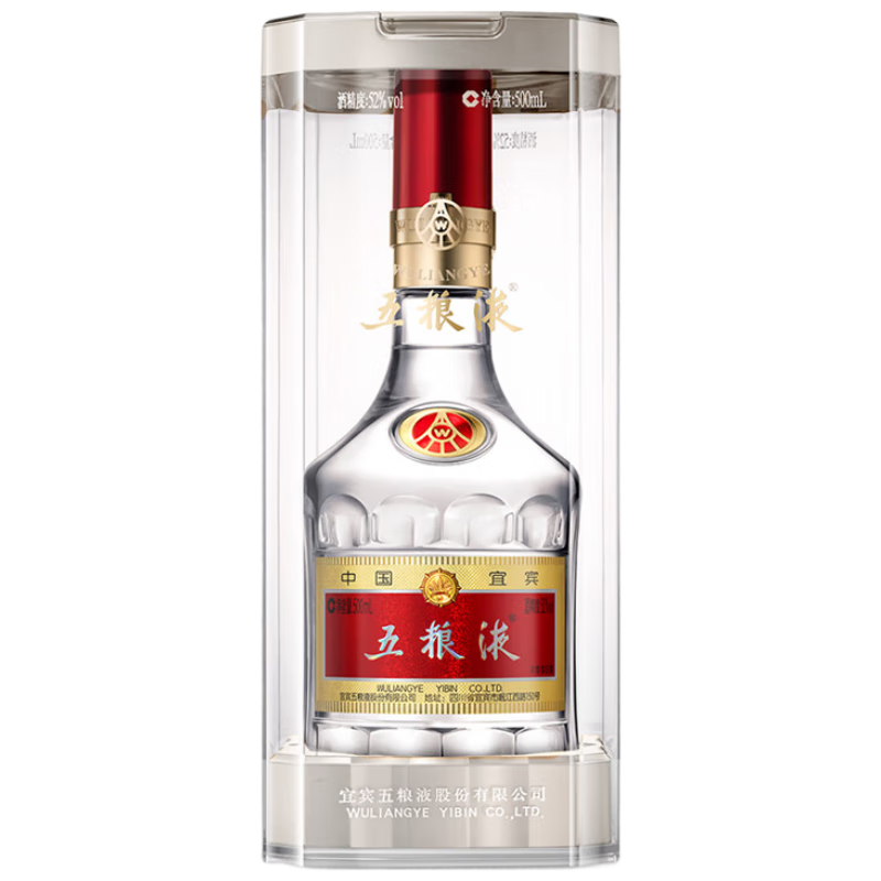 20点、plus会员:五粮液 普五第八代 52° 白酒 浓香型500ml *1瓶 905.3元