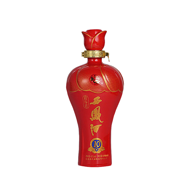 西凤酒 宝花瓷10年 45度 248ml 单瓶装 凤香型白酒 38.61元包邮（需试用）