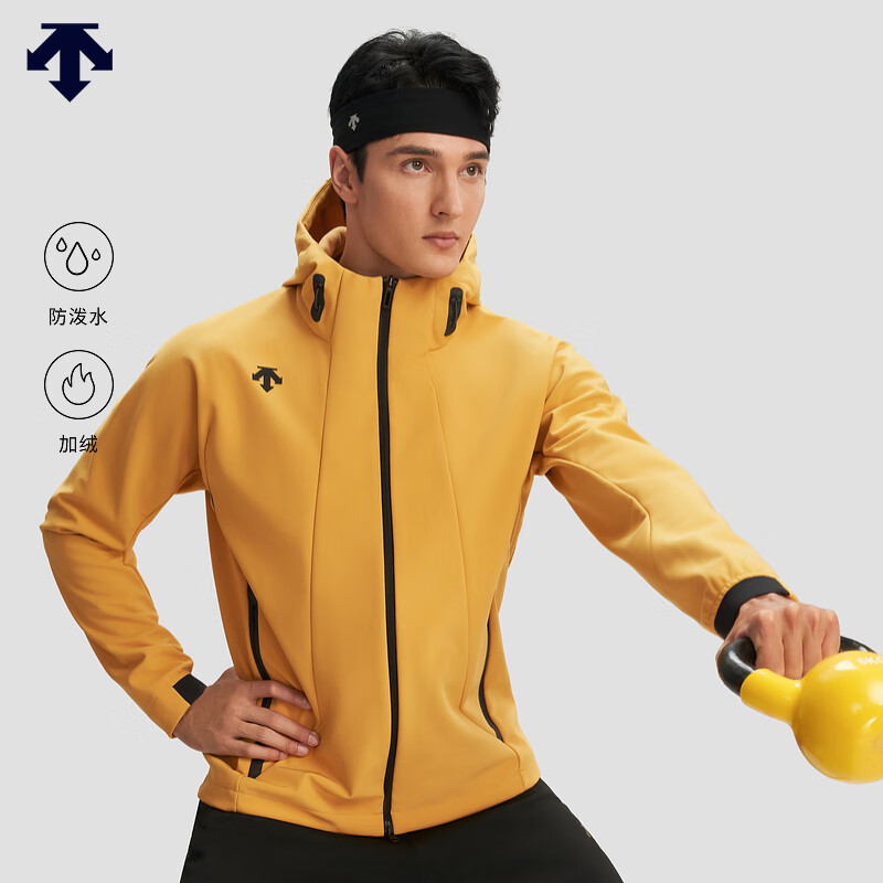 DESCENTE 迪桑特 TRAINING 男士 加绒防泼水 梭织上衣外套夹克 MU-MUSTARD 3XL (190/108A