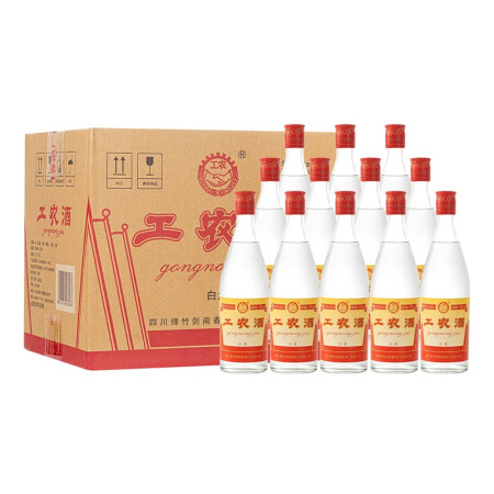 移动端、京东百亿补贴：剑南春 工农牌 工农酒 52度 500ml*12瓶 整箱装 浓香型