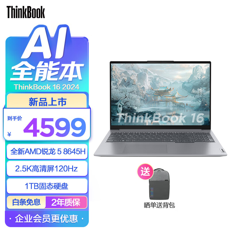 ThinkPad 思考本 联想ThinkBook14/16锐龙版 商务轻薄办公笔记本电脑 学生电脑 4579