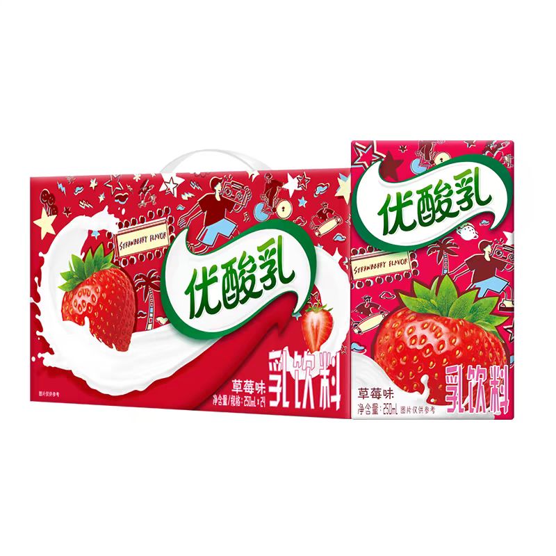 yili 伊利 优酸乳原味/草莓味/荔枝味250ml*24盒整箱儿童学生早餐奶含乳饮料官