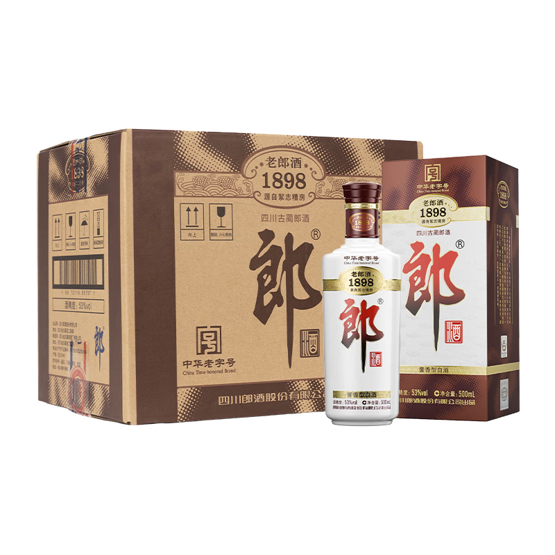 再降价：郎酒 老郎酒1898 53° 酱香型 500ml 6瓶+plus会员年卡 975.52元