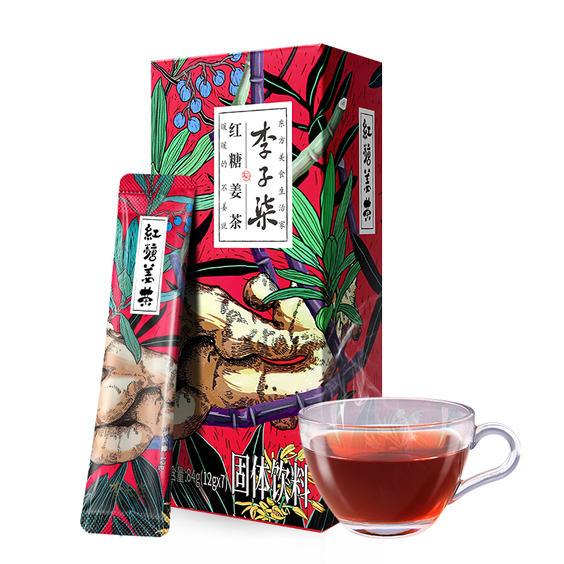 李子柒 红糖姜茶手工姜茶红糖水生姜汁速溶暖宫冲饮小包装84g×1盒 14.16元