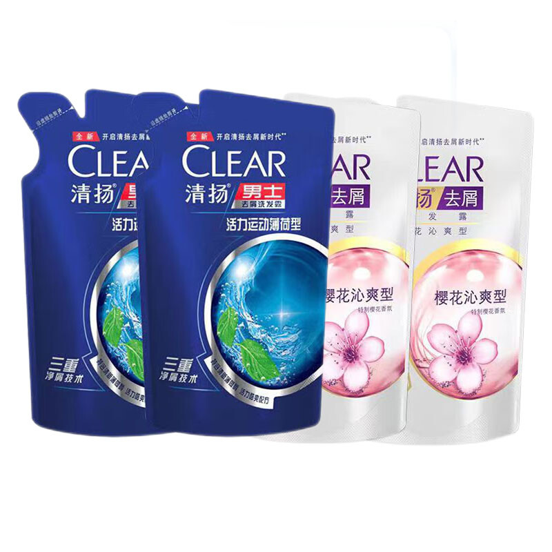 CLEAR 清扬 洗发露 樱花200g*2袋+活力运动200g*2袋 共4袋 19.5元