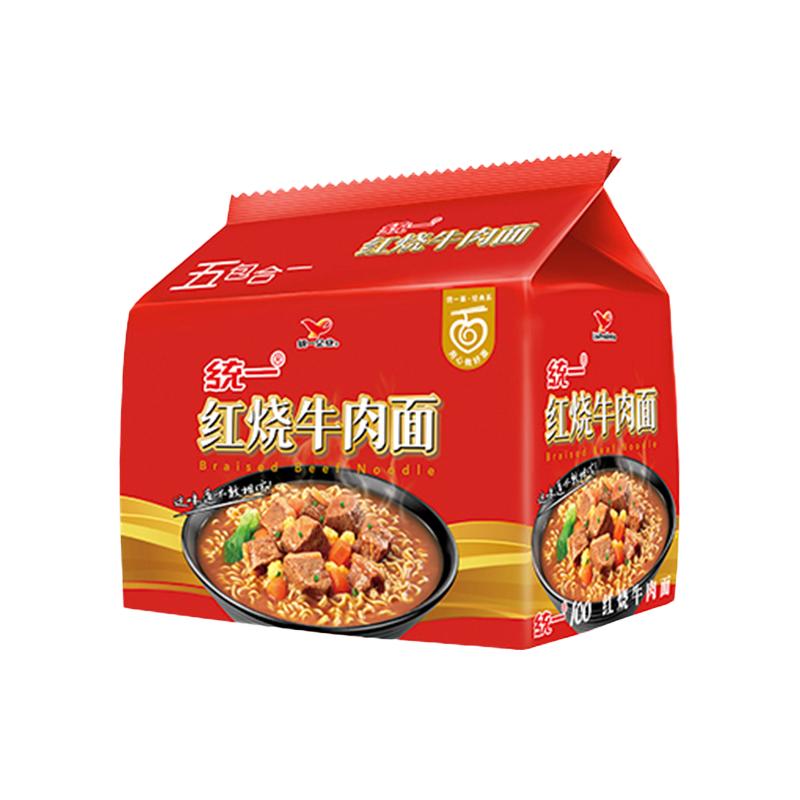 统一 红烧牛肉味 方便面 袋装 100g*5袋 6.91元