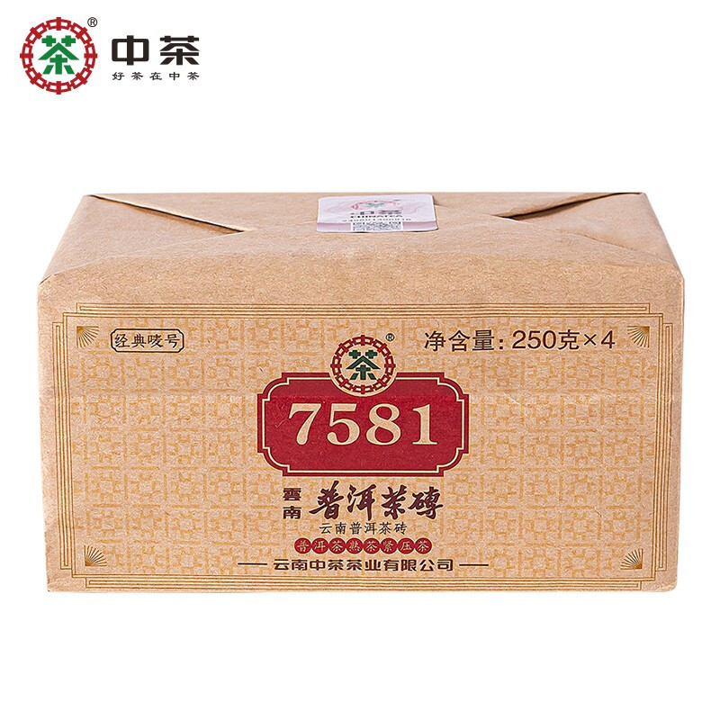 中茶 7581经典标杆唛号茶 云南普洱熟茶砖 1kg ￥107.8