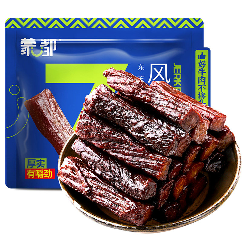 移动端：蒙都 风干牛肉干（7成干） 400g 115.99元（淘金币可抵8.94元起）