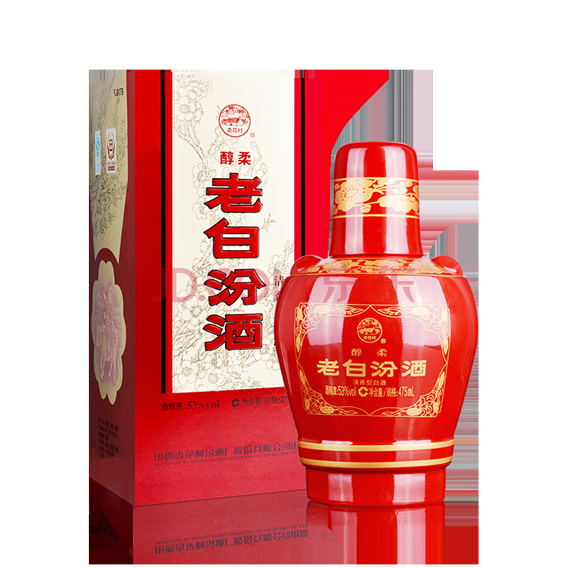 汾酒 老白汾 醇柔 清香型白酒 53%vol 475ml 68.92元（需买2件，需用券）