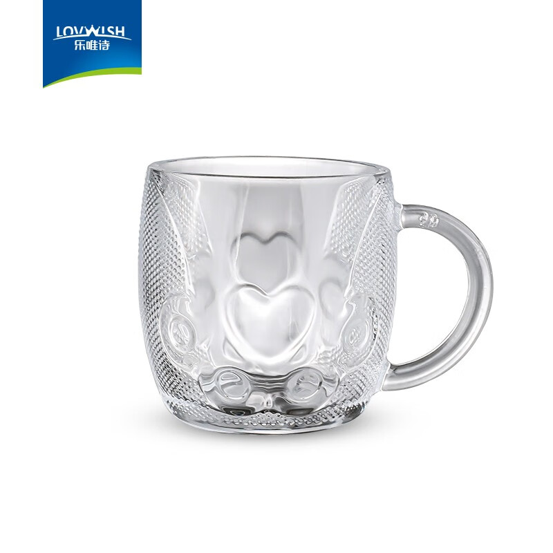 PLUS会员：NERVISHI 乐唯诗 猫爪玻璃杯 把杯 透明款 250ml 1只 0.99元 包邮