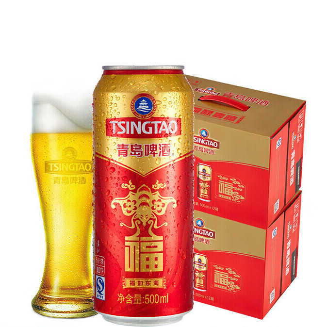 TSINGTAO 青岛啤酒 福如东海 500mL 12罐 2箱组合装 99元（需用券）