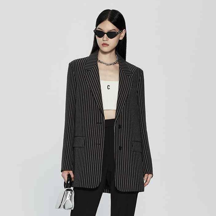 欧时力 女士通勤西装外套 中长款宽松春装 175元