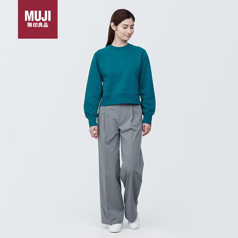 MUJI 無印良品 女式 紧密织 运动衫 卫衣 女士女款 深绿色-卫衣 79.2元