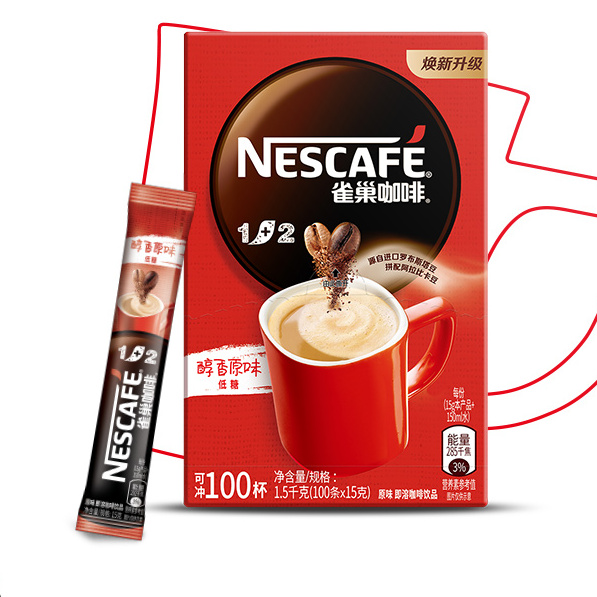 Nestlé 雀巢 1+2 低糖 即溶咖啡 醇香原味 1.35kg 89元（需用券）
