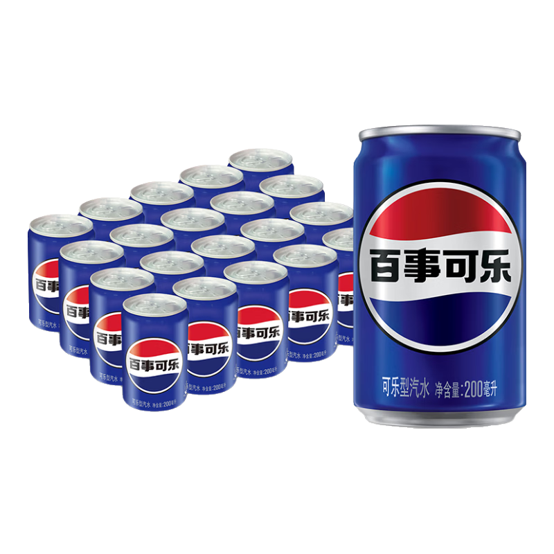 PLUS会员：pepsi 百事 可乐 Pepsi 可乐 迷你罐200mlx20听（新老包装随机发货） 56.