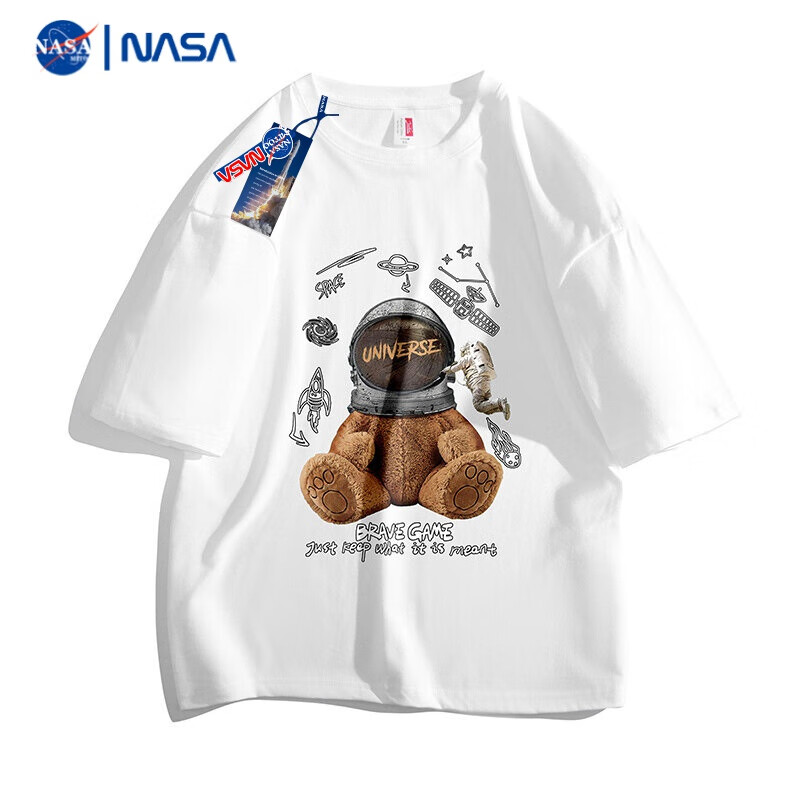NASAMITOO 联名卡通短袖T恤男士2023夏季新款潮流宽松休闲透气打底衫 白色 XL 29
