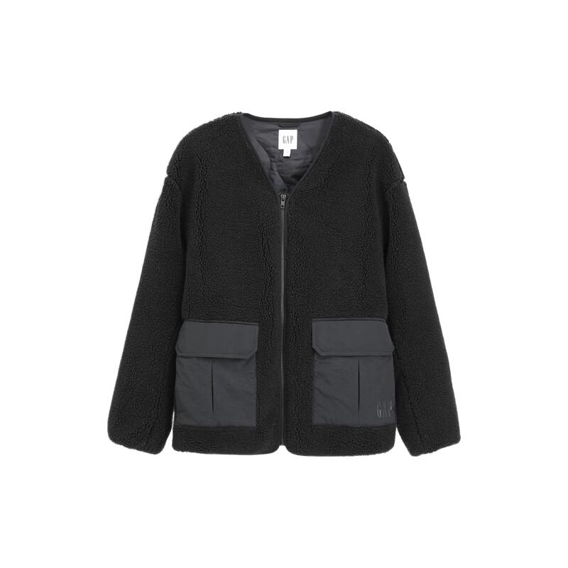 Gap 男装logo拼接口袋仿羊羔绒外套保暖棉服 680499 203元（需用券）