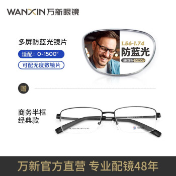 winsee 万新 官旗 银色金属眼镜框+1.74折射率 防蓝光镜片 ￥187