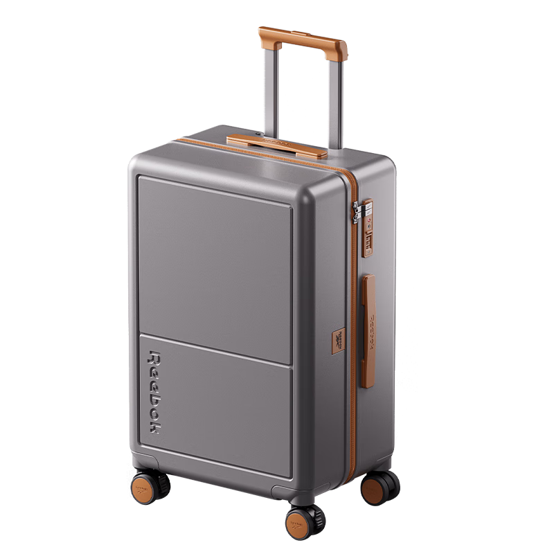 Reebok 锐步 行李箱PC拉杆箱多功能登机箱旅行密码箱皮箱子英灰棕20英寸 20英