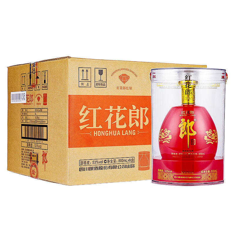 LANGJIU 郎酒 红花郎 红钻 53%vol 酱香型白酒 500ml*6瓶 ￥1770.01