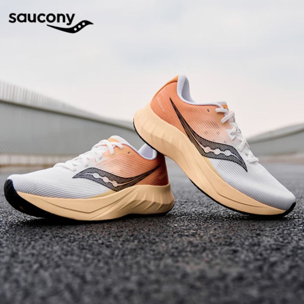 Saucony 索康尼 浪潮2 跑鞋 透气跑步鞋减震进阶plus会员：鞋子 TIDE2 米咖啡 345