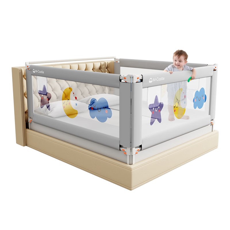 PLUS会员：M-CASTLE床围栏 婴儿童床上挡板 防摔床护栏 银河灰 单面装 2.0米 56.5