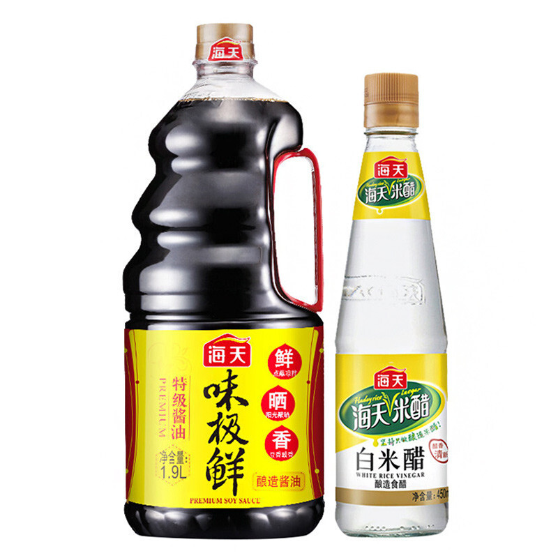 海天 调味品组合装（味极鲜特级酱油1.9L+白米醋450ml ） 25.9元