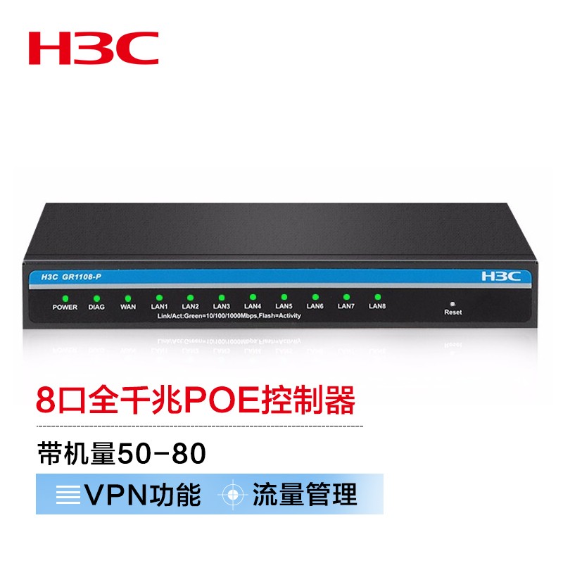 H3C 新华三 华三（H3C）GR1108-P 全千兆POE供电企业级VPN路由器 内置AC防火墙 带