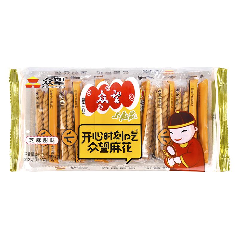 众望食品 小麻花 芝麻甜味 312g 独立小包装 10.3元（需用券）