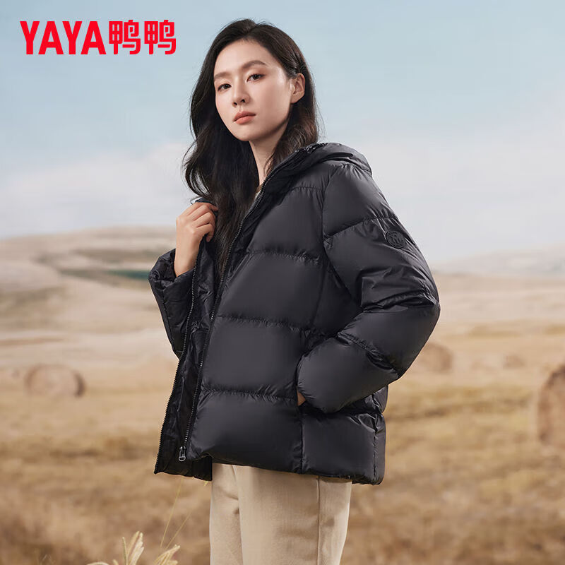 YAYA 鸭鸭 保暖时尚小个子休闲女士宽松百搭面包羽绒服 炭黑色 149元包邮