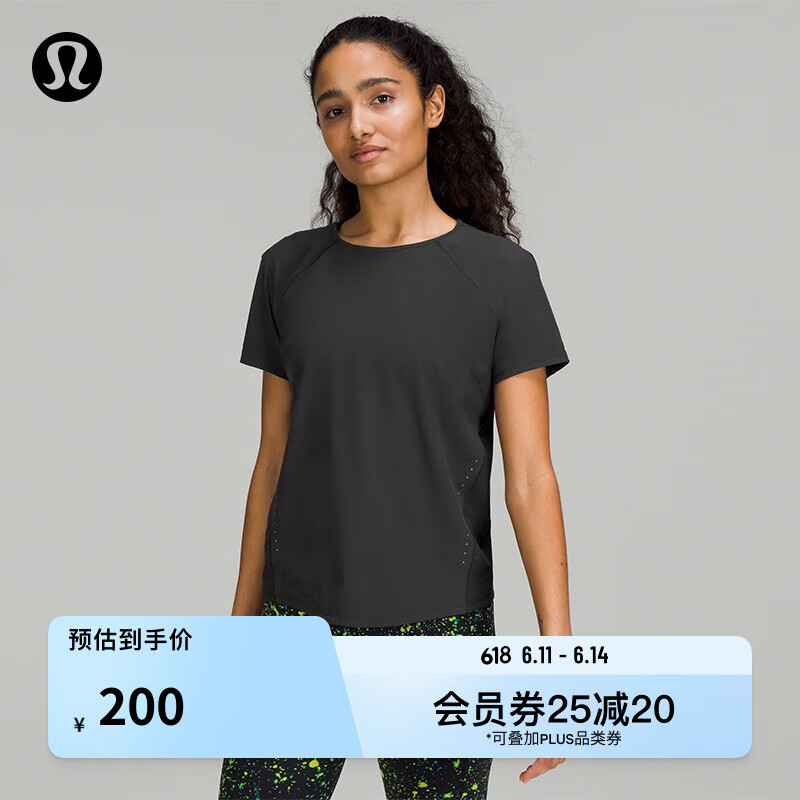 lululemon 丨Lightweight Stretch 女士跑步短袖 T 恤 LW3FFZS 黑色 4 ￥200