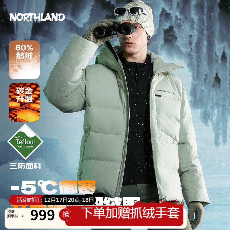 NORTHLAND 诺诗兰 极寒鹅绒服可升温高蓬情侣款 ￥689