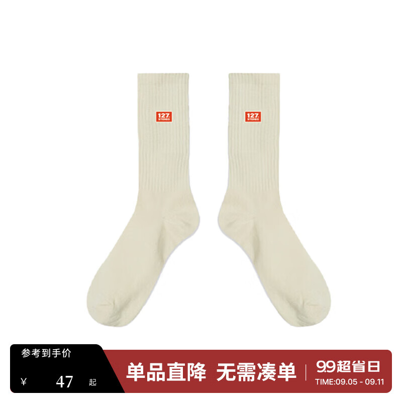 SPAO 韩国同款联名24时尚休闲袜子SPAYE23U02 白色 53.1元