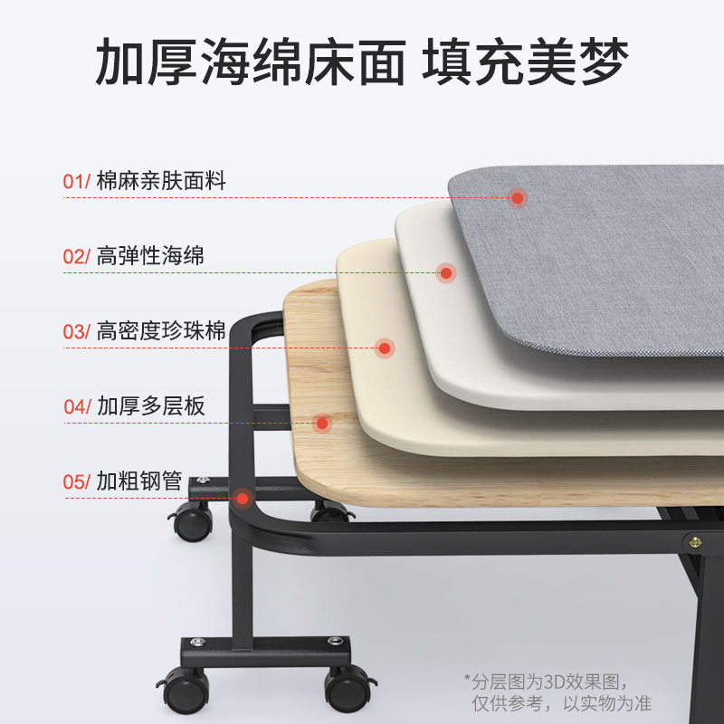 耐维 折叠床办公室午休单人便携躺椅午睡床家用简易硬板陪护床 129元（需