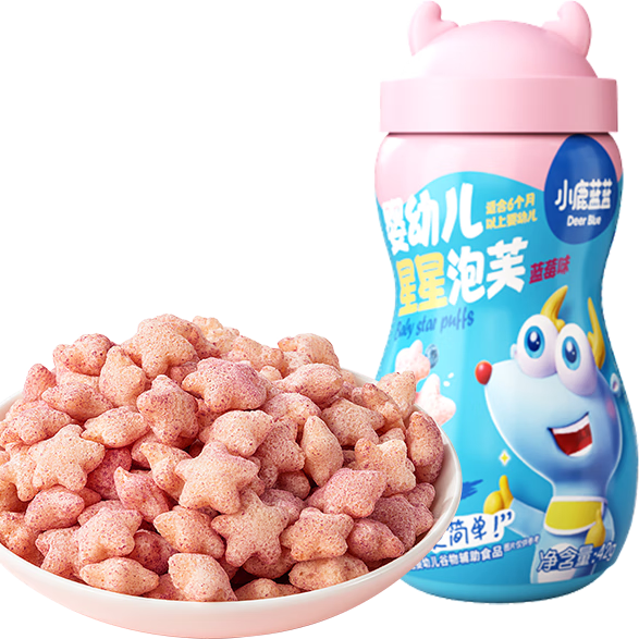 Deer Blue 小鹿蓝蓝 星星泡芙 蓝莓味 42g*3罐 6.57元/件（3罐，共19.7元）