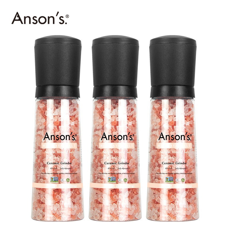 Anson‘s ANSON'S喜马拉雅玫瑰粉盐 380g带研磨器*3瓶装 26.33元（需买3件，需用券