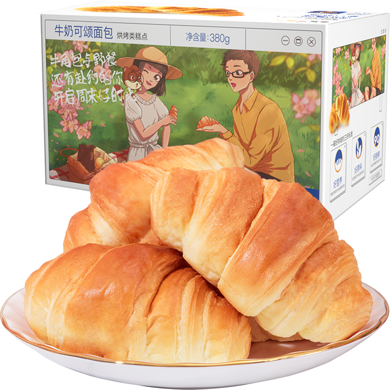 三只松鼠 牛奶可颂面包380g ￥6.08