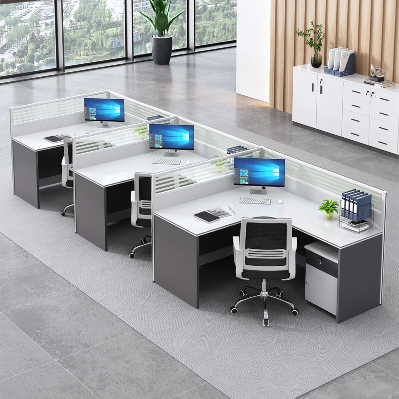 森菲亚 职员办公桌椅组合简约现代办公室桌子6人隔断员工屏风卡座办公桌 3