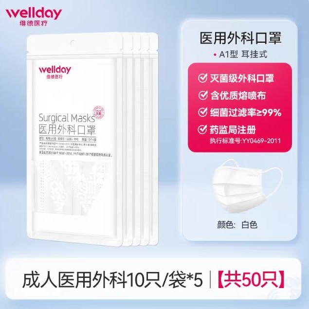 维德 一次性医用外科口罩 8.21元