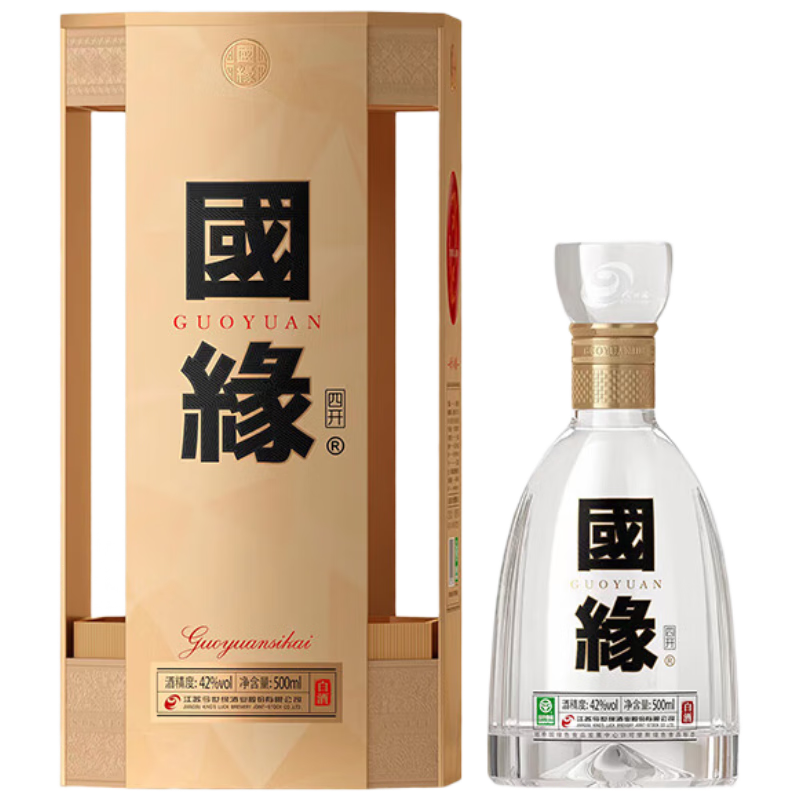 plus会员：今世缘 国缘四开 幽雅醇厚型白酒 42度 500ml*1瓶 单瓶装 435.2元（返4