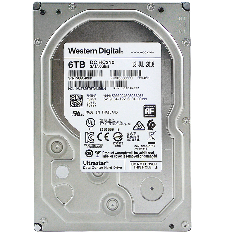 38节、PLUS会员：（WD）西部数据6TB 企业级机械硬盘DC HC310 SATA 7200转256MB CMR垂