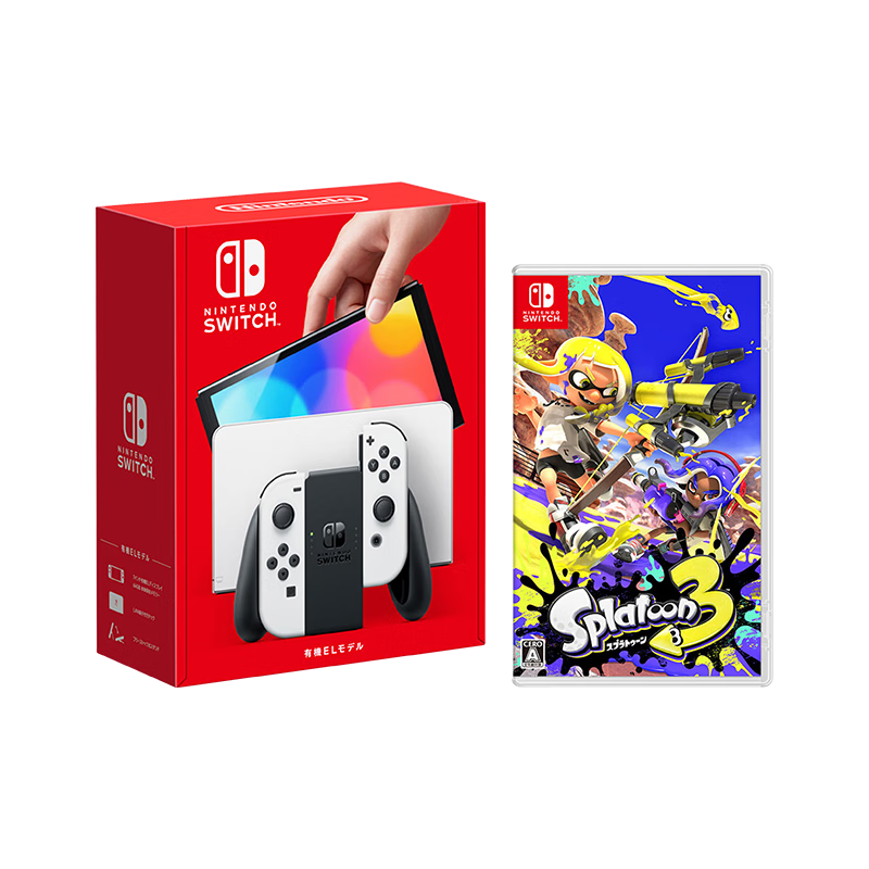Nintendo 任天堂 Switch OLED 续航增强版 日版 白色+《喷射战士3》卡带 游戏套装 