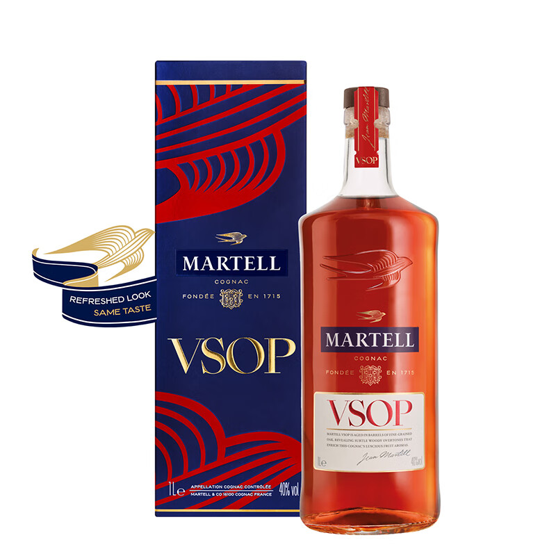 PLUS会员：Martell 马爹利 赤木 VSOP 干邑白兰地 1000ml 有码 *2件 631.22元包邮（合